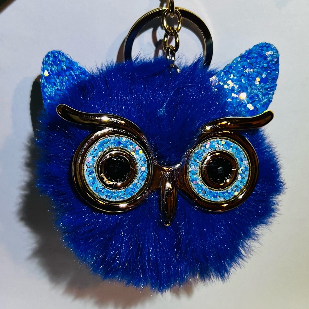 Owl Bag Charm/Keychain with Glitter Accents New